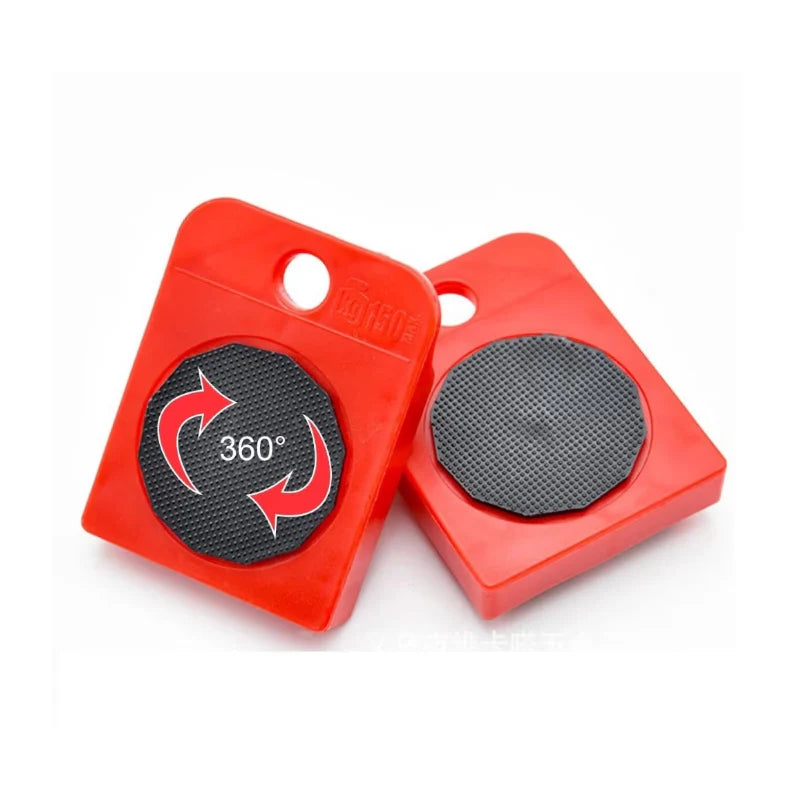 Set AT PERFORMANCE Echipament Pentru Mutat Mobila, Metal, Rosu, 5 Piese, Maxima 150 Kg